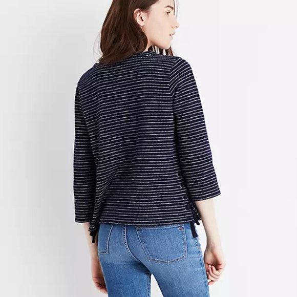 Madewell Striped Blue Side-Lace Top XS - Picture 2 of 9